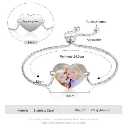 Personalised Heart Photo Bracelet Custom Photo Bracelet Gifts For Her-Jessemade AU