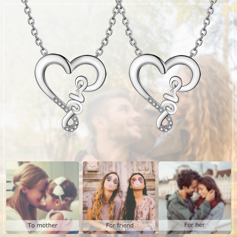 Love Heart Necklace Personalised 2 Names Heart Pendant Necklace Gifts for Her-Jessemade AU