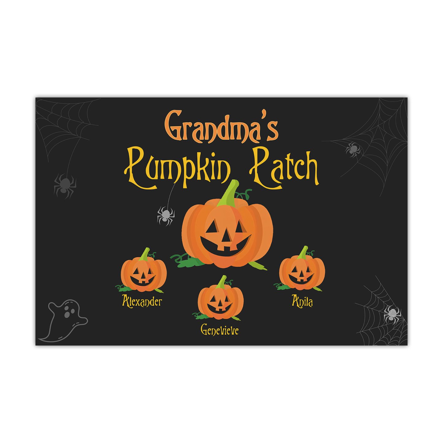 Personalised Halloween Doormat Custom 4 Names Pumpkin Doormat Home Decor - Grandma's Pumpkin Patch-Jessemade AU