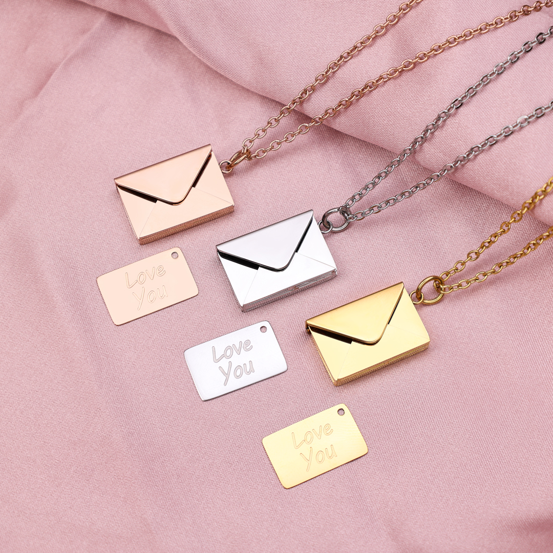 Locket Necklaces Charm Gift Jewelry For Girls Love Letter Pendant