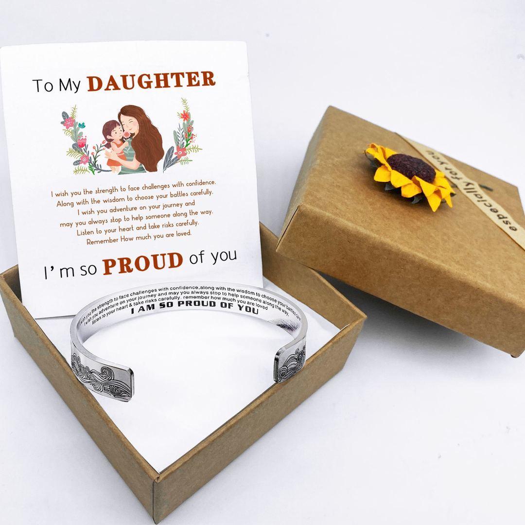 To My Daughter Cuff Bangle Bracelet "I Am So Proud Of You"-Jessemade AU