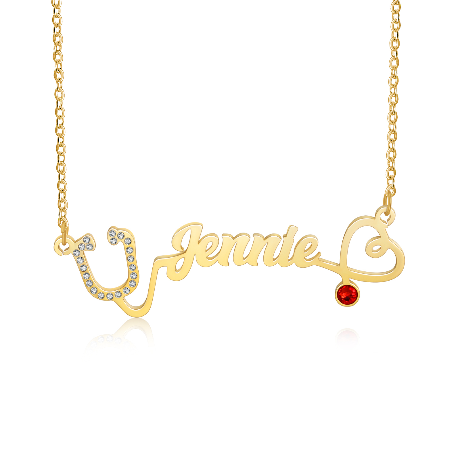Personalised Stethoscope Necklace Custom 1 Name Necklace Gift For Women-Jessemade AU