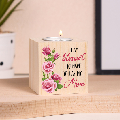 Block Candle Holder I Am Blessed To Have You As My Mom Wooden Candlesticks-Jessemade AU