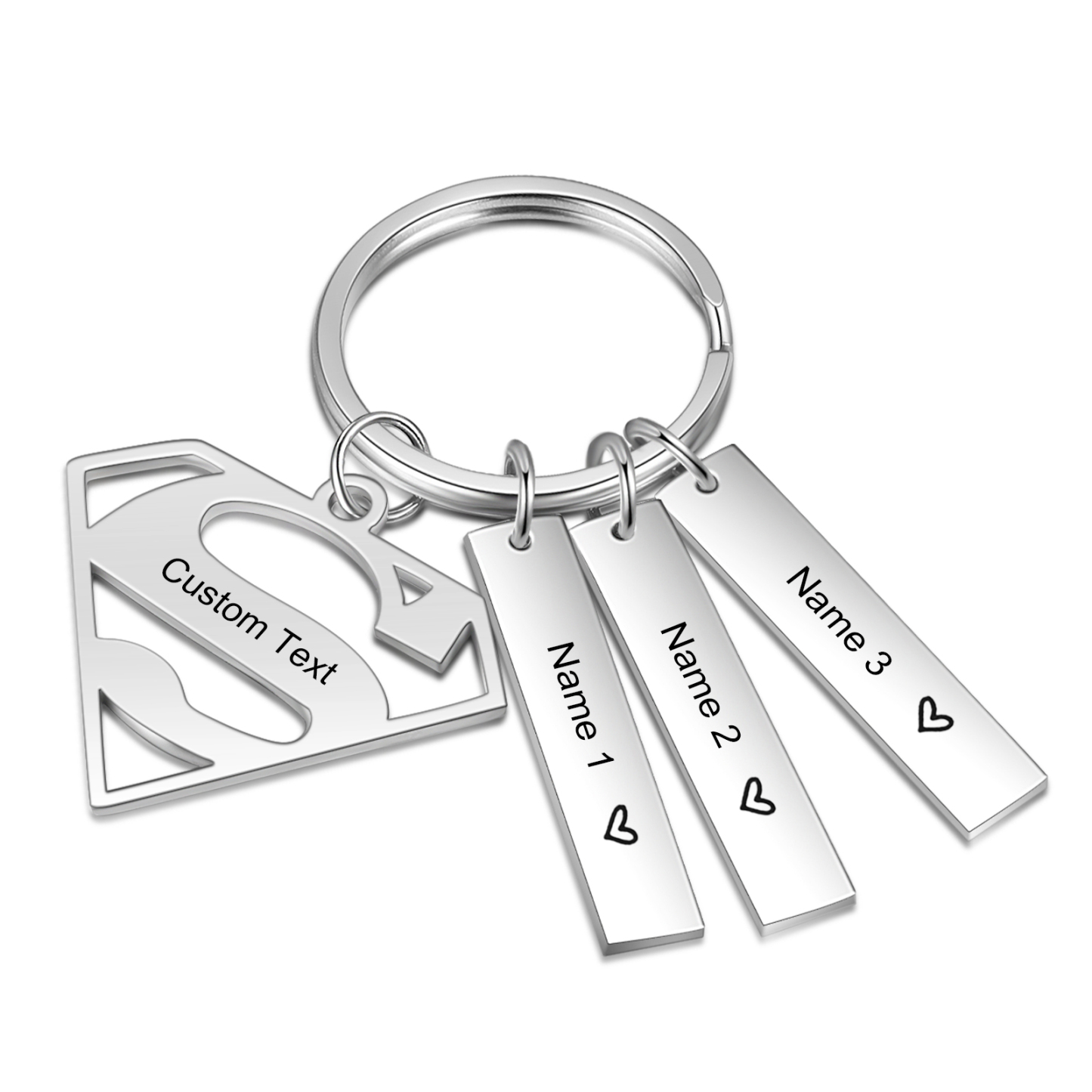 Custom Superman Sign Keychain Engrave 3 Names For Father-Jessemade AU