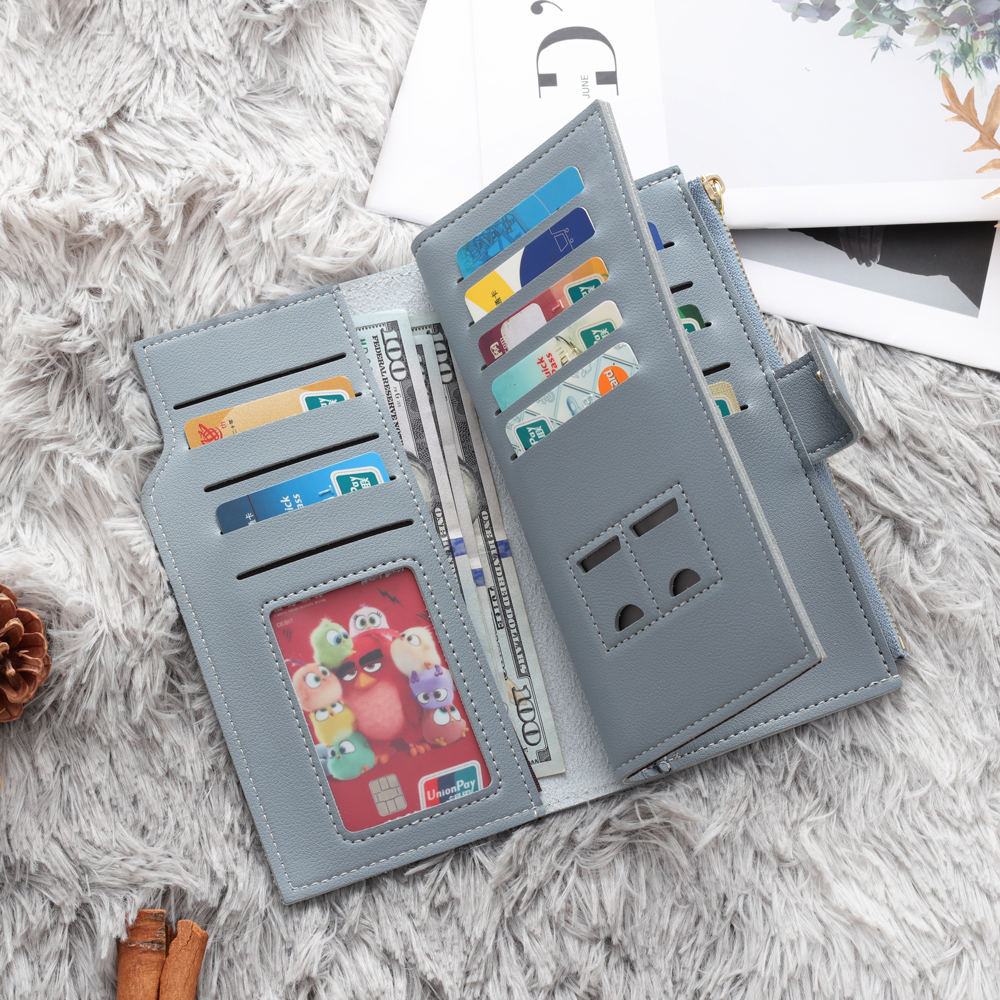 Blue Personalised Leather Wallet Engraved Photo Long Purse Gifts For Women-Jessemade AU