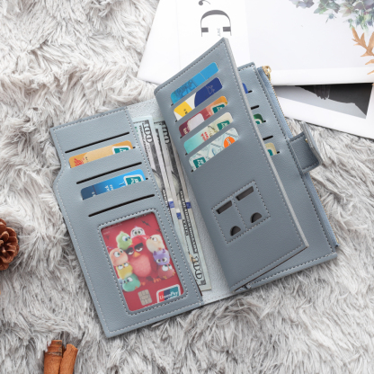 Blue Personalised Leather Wallet Engraved Photo Long Purse Gifts For Women-Jessemade AU