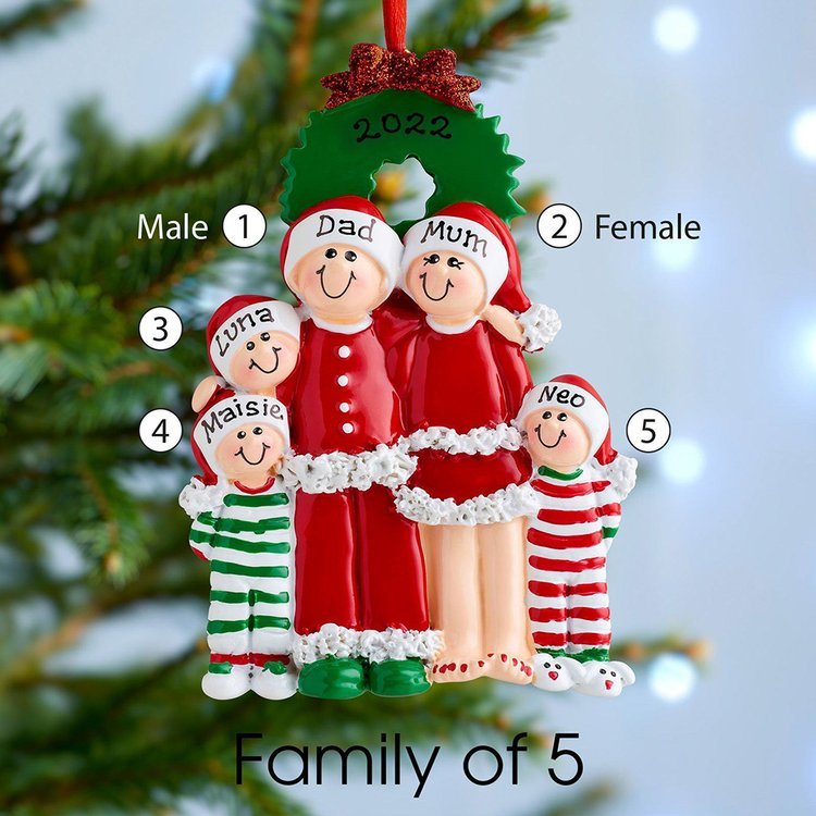 Personalised Family Pajamas Christmas Ornament Custom 3 Names Hanging Ornament Gifts For Family-Jessemade AU