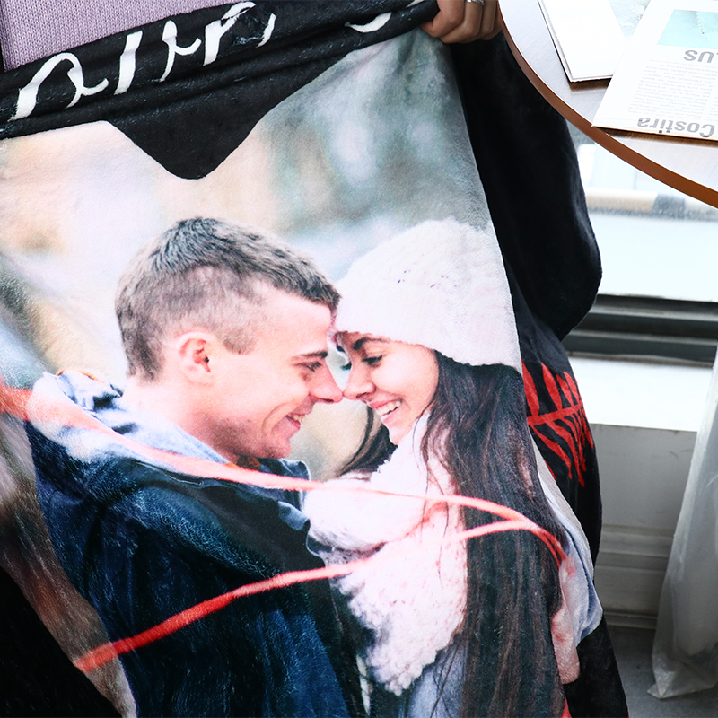 Personalised Couple Blanket Engrave Photo Sweet Gift "I love you forever and always"-Jessemade AU