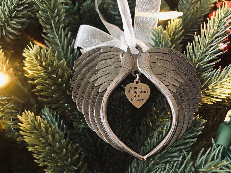 Memorial Angel Wings Heart Ornament A Piece of My Heart Is In Heaven-Jessemade AU