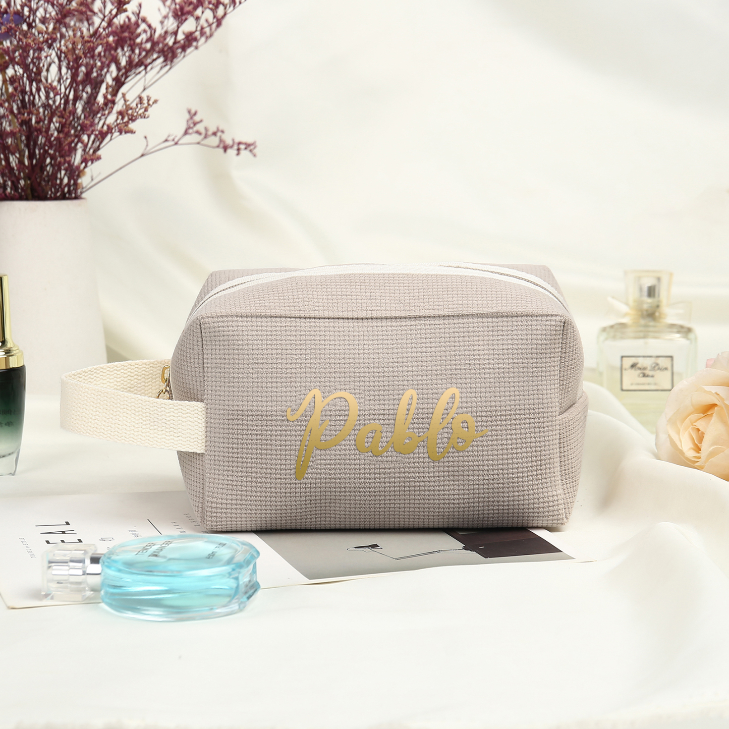 Personalised Name Cosmetic Bag Custom Makeup Bag Zipper Storage Bag Gifts for Ladies Girls-Jessemade AU