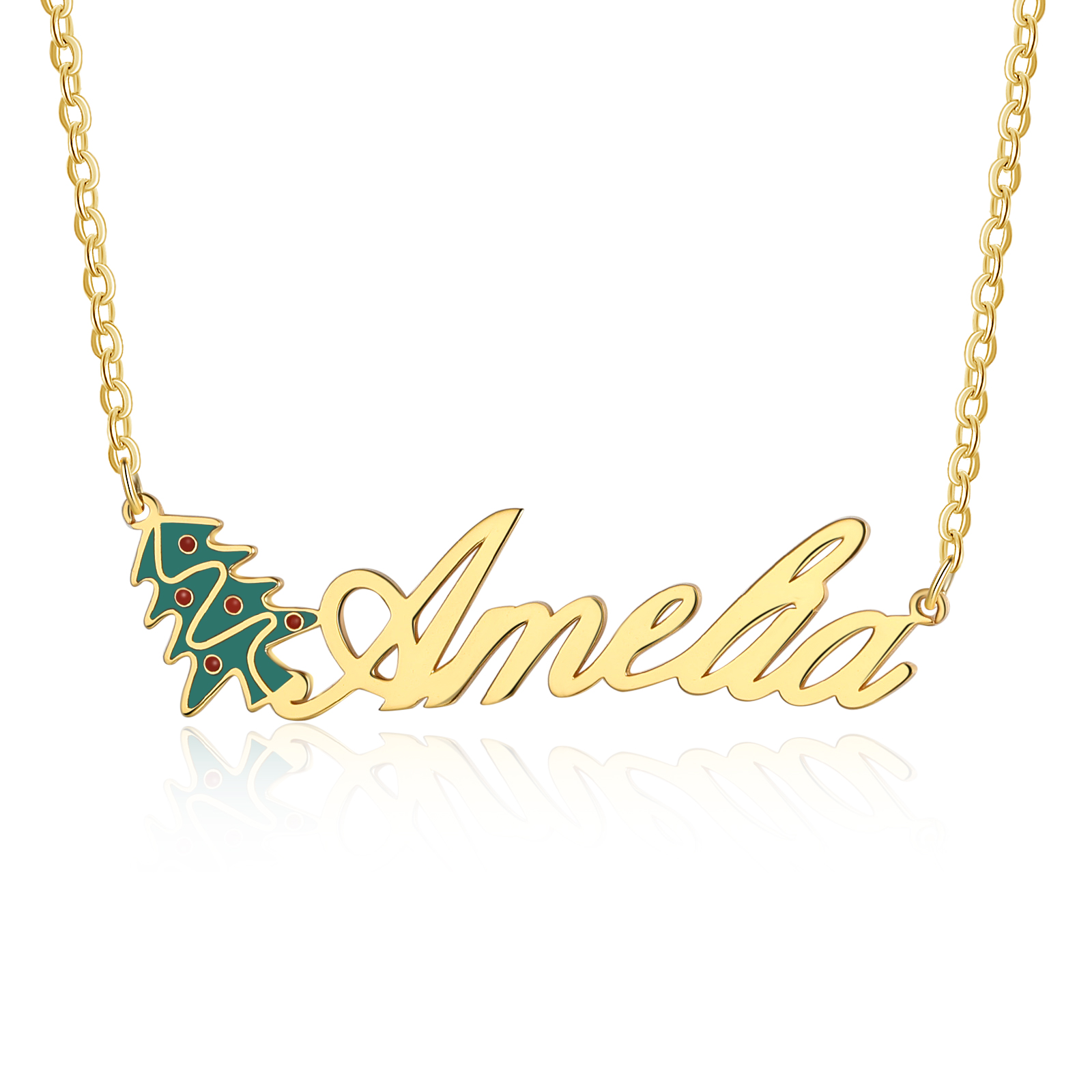 Personalised Christmas Tree Name Necklace in Gold Gifts for Her-Jessemade AU