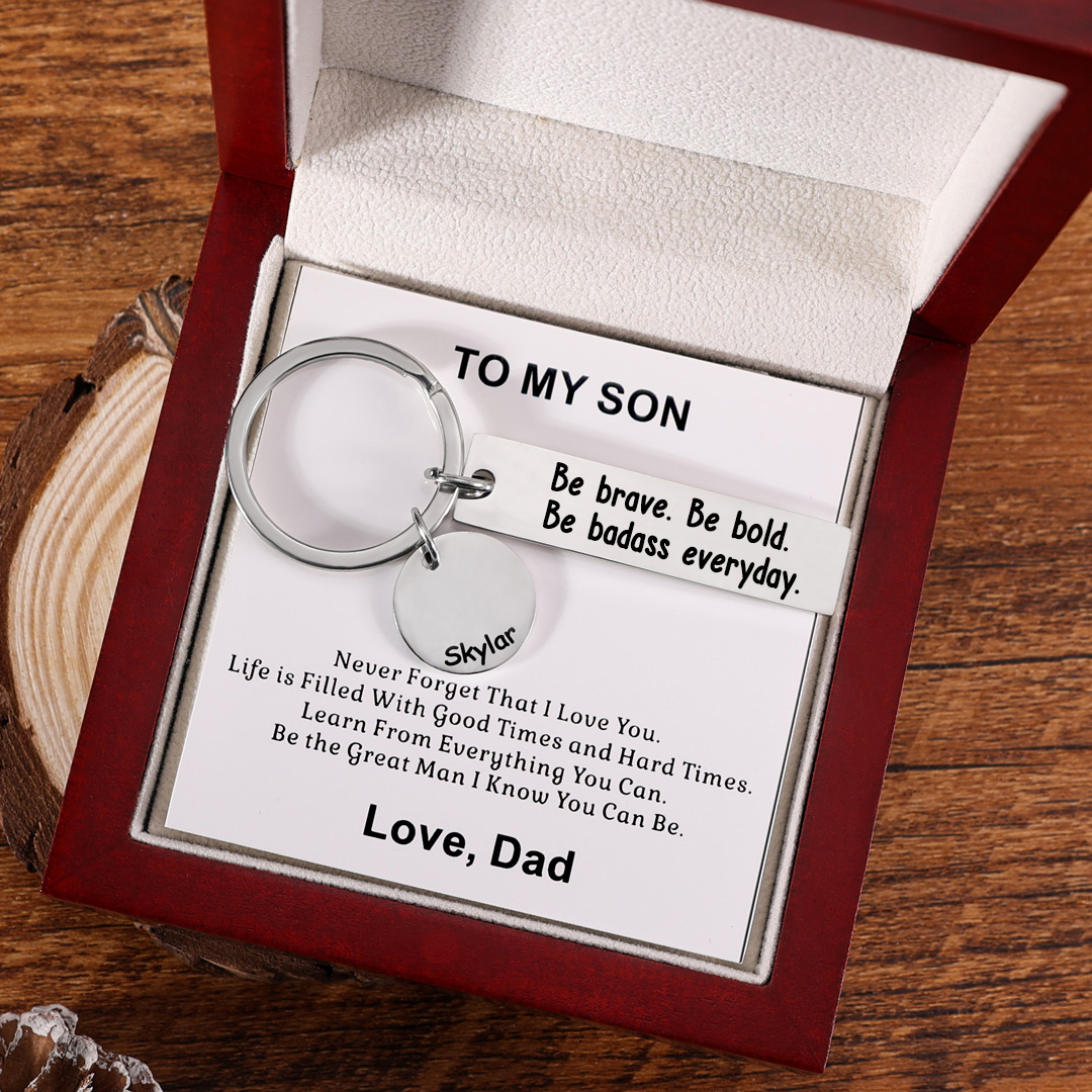 Be Brave Keychain Personalised Name Inspirational Gift "Be Brave. Be Bold. Be Badass Everyday"-Jessemade AU
