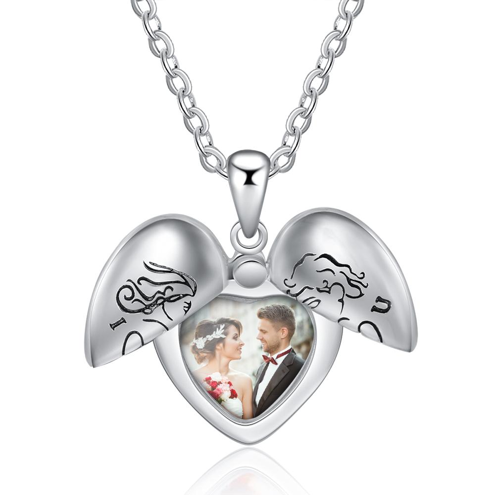 Personalised Heart Photo Locket Necklace Custom Photo Necklace Gifts For Her-Jessemade AU
