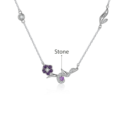 Personalised February Birthflower Necklace With Birthstone Best Gift For Her-Jessemade AU