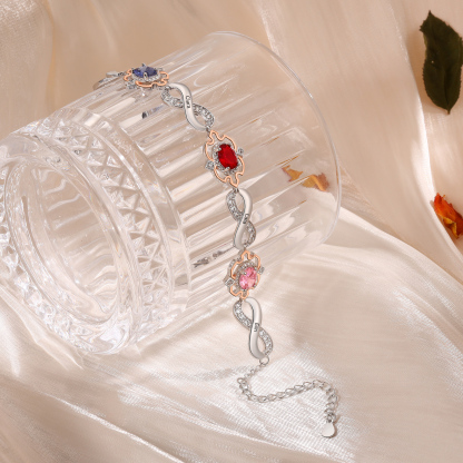 Infinity Bracelet Personalised 3 Birthstones Engraved 4 Names Women's Bracelets Birthday Gift for Her-Jessemade AU