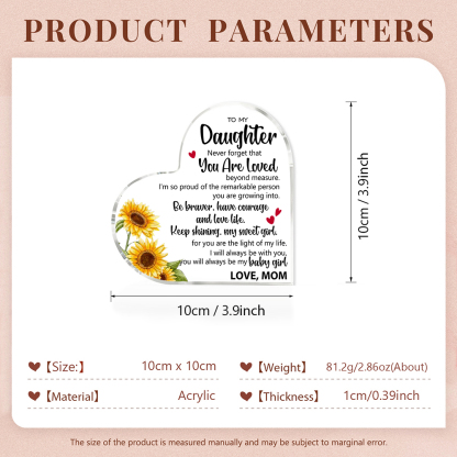 To My Daughter Acrylic Heart Keepsake Heart Ornament - You Will Always Be My Baby Girl-Jessemade AU