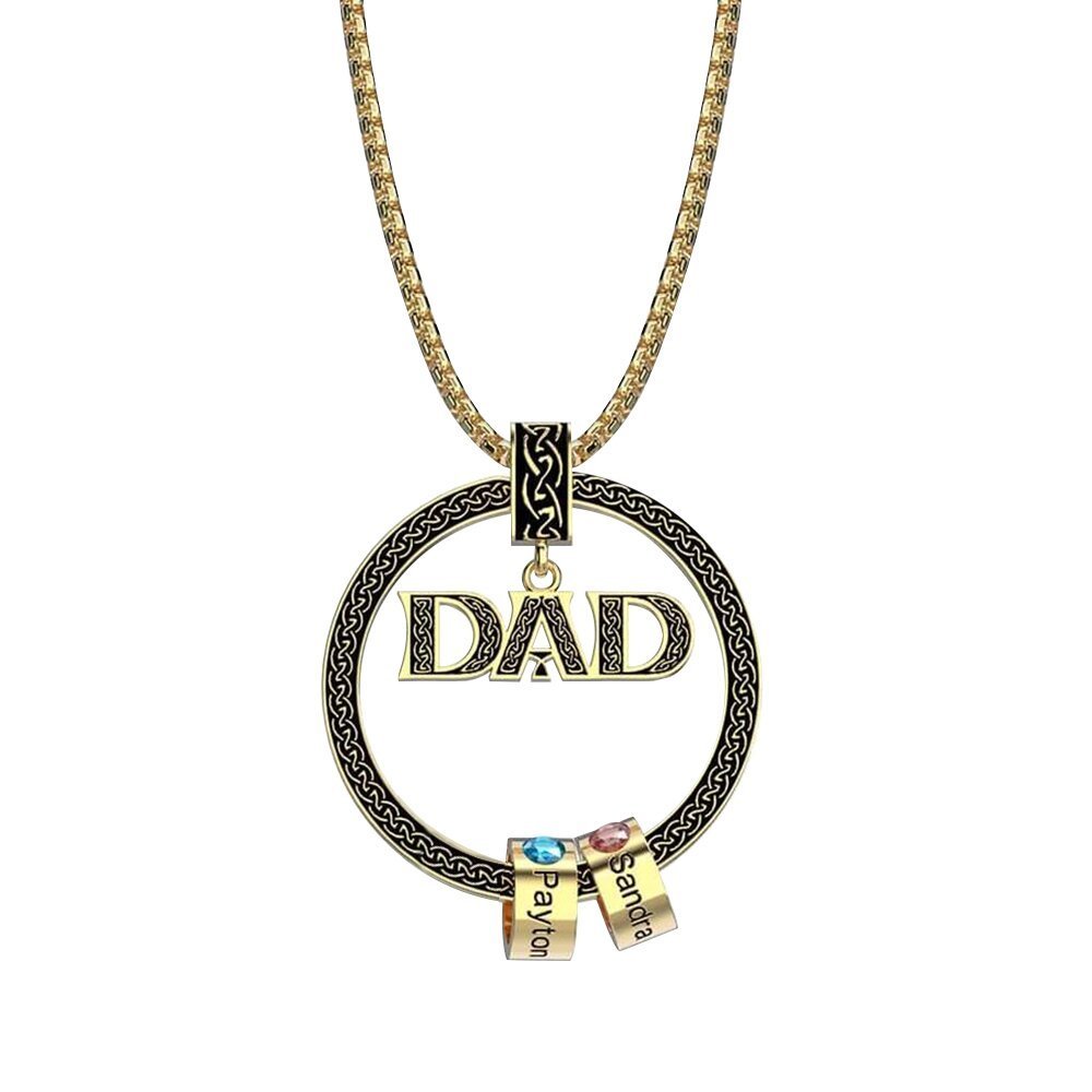 Dad Necklace Personalised Circle Men Necklace with Birthstones Engraved 2 Names Gifts For Father-Jessemade AU