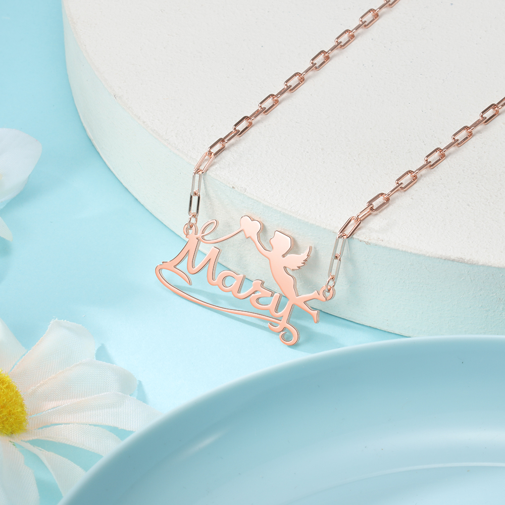Personalised Angel Necklace Custom 1 Name Necklace Gift For Women-Jessemade AU