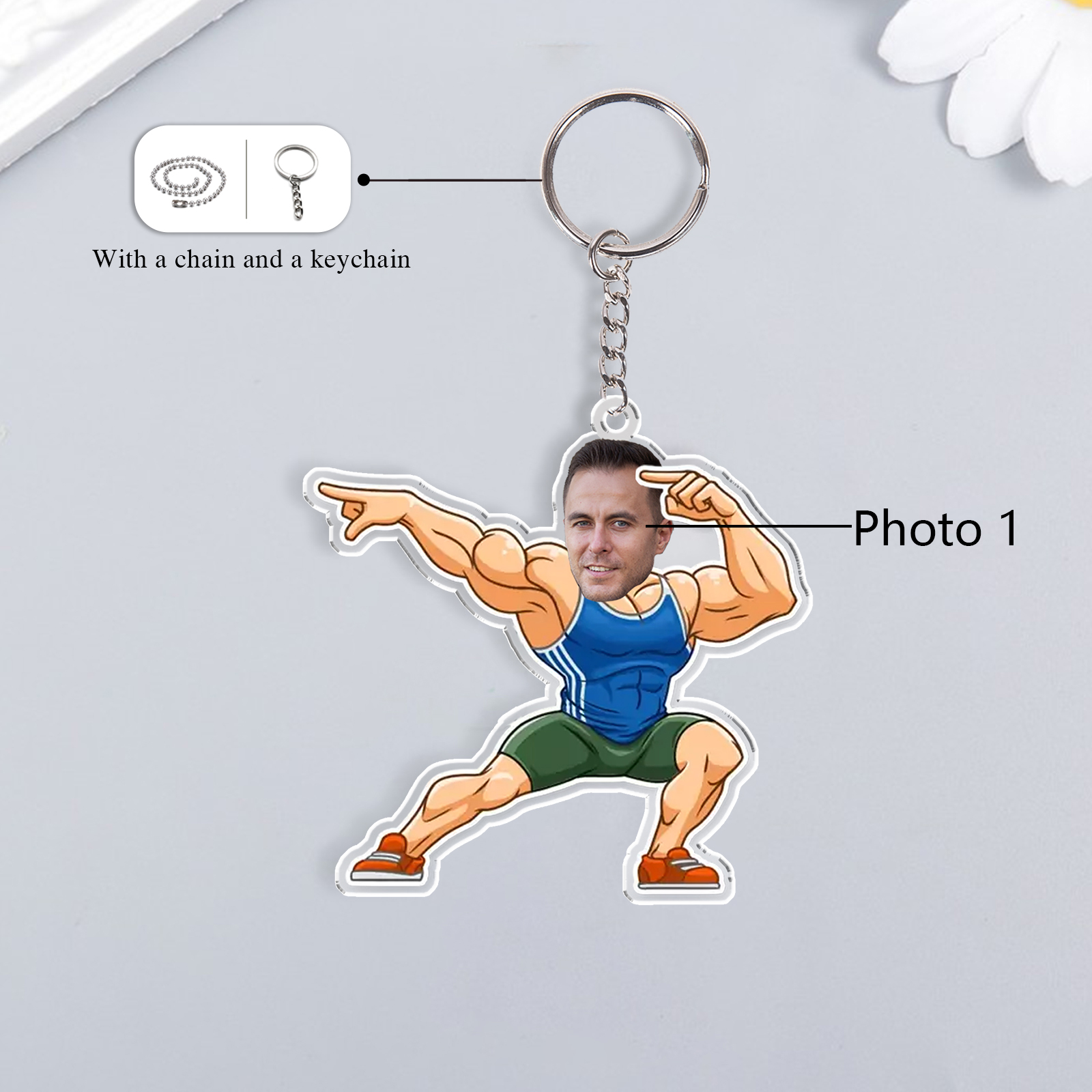 Custom Photo Acrylic Keychain Sport Man Funny Hanging Ornament Creative Personalised Gift for Him-Jessemade AU