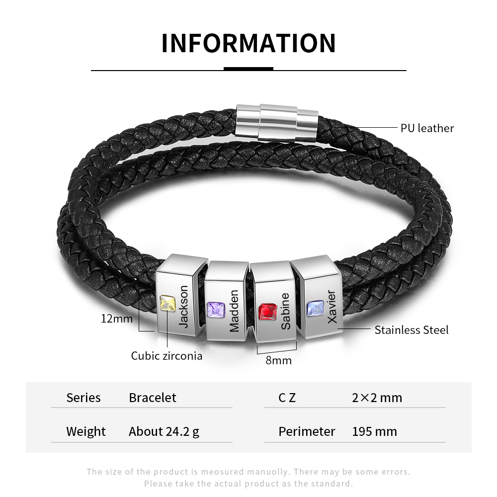 Customised 4 Names Men's Bracelet-Jessemade AU