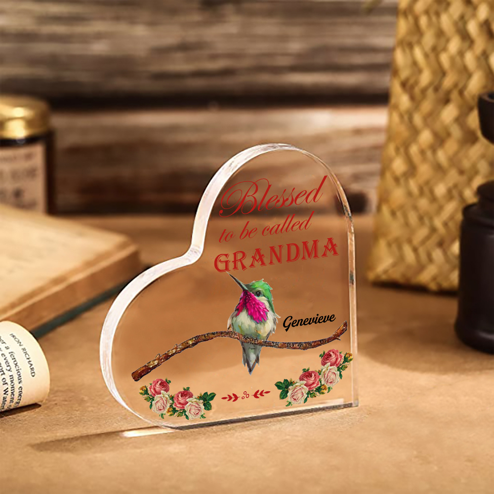 Acrylic Heart Keepsake Custom 2 Names Birds Decor Personalised Gifts for Grandma Mum-Jessemade AU