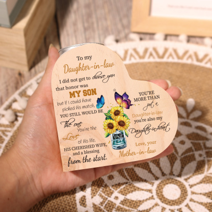 To My Daughter-in-law Wooden Heart Candle Holder "You’re also my daughter-in-heart" Gifts For Daughter-Jessemade AU