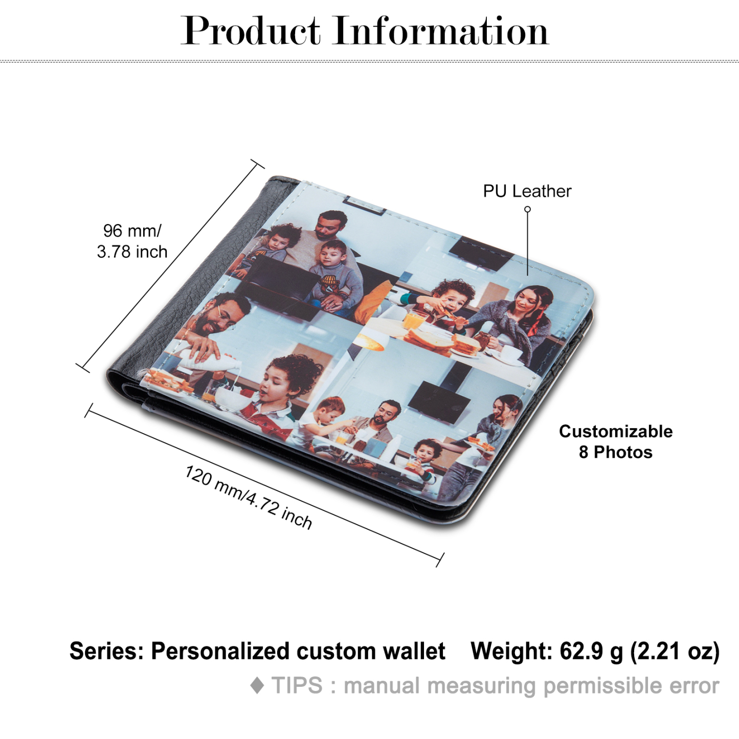 Personalised Leather Wallet Engraved Photo Short Purse Custom Folding Wallet Gifts For Him-Jessemade AU