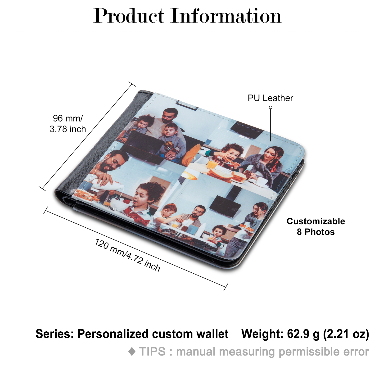 Personalised Leather Wallet Engraved Photo Short Purse Custom Folding Wallet Gifts For Him-Jessemade AU