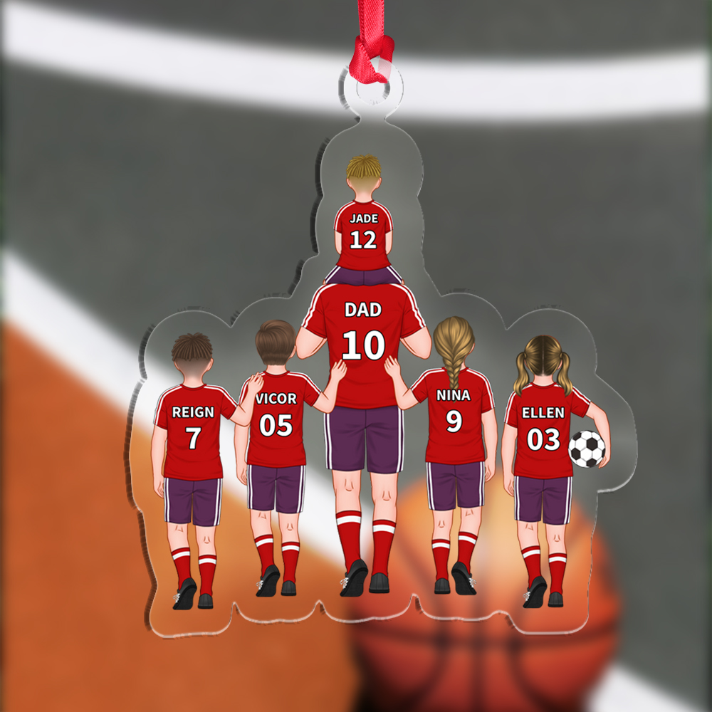 Personalised Soccer Family Hanging Ornament Custom 2–9 Names Football Keychain Acrylic Pendant Father's Day Gifts-Jessemade AU