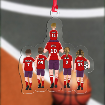 Personalised Soccer Family Hanging Ornament Custom 2–9 Names Football Keychain Acrylic Pendant Father's Day Gifts-Jessemade AU