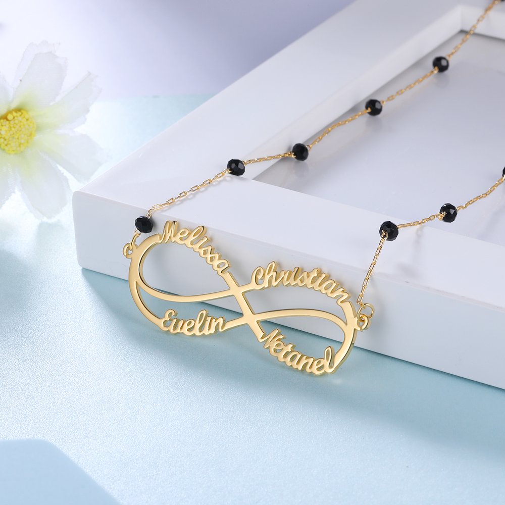 Personalised Infinity Necklace Custom 4 Names Necklace Gift For Women-Jessemade AU