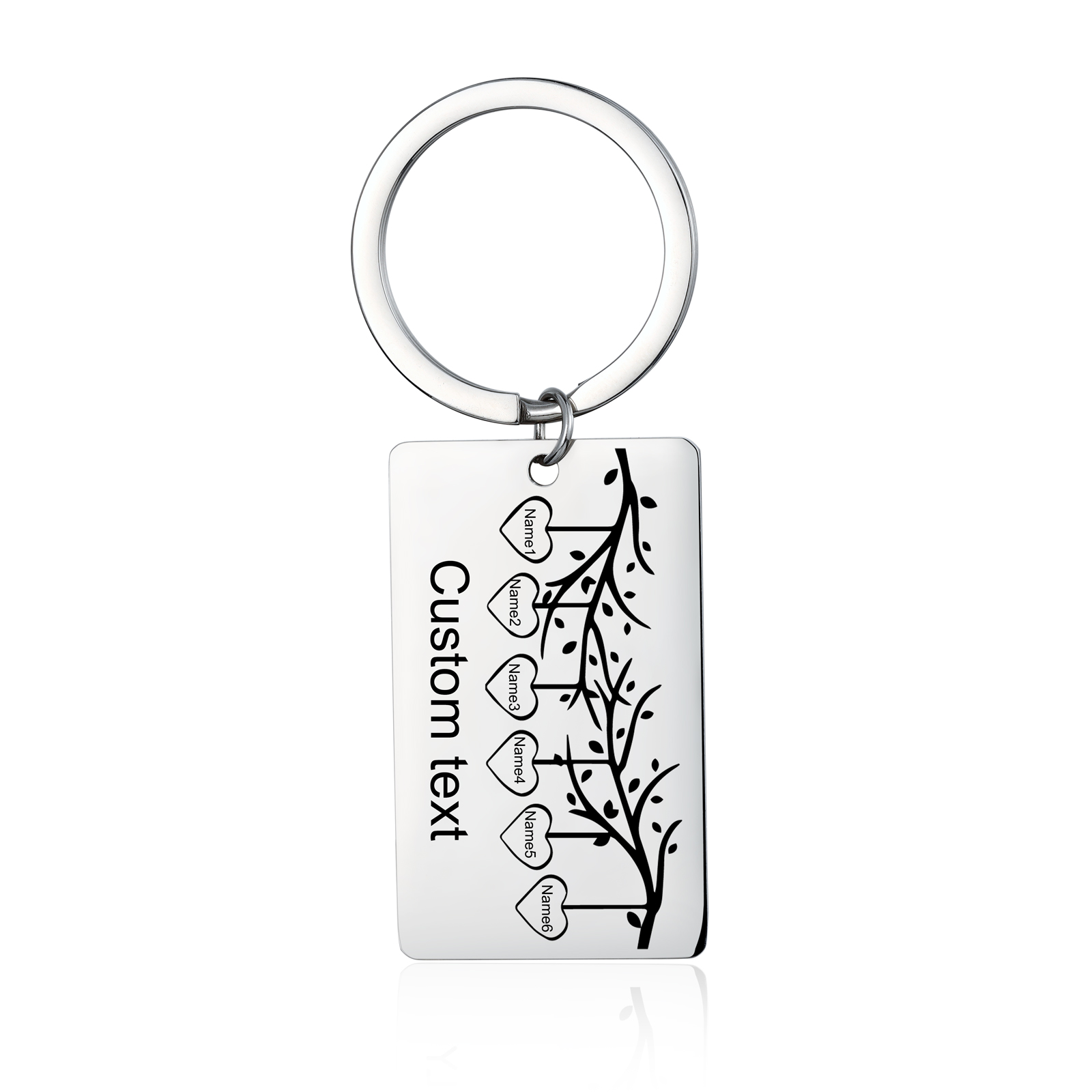 Custom Family Tree Keychain with 6 Names Personalised Dog Tag keyring-Jessemade AU