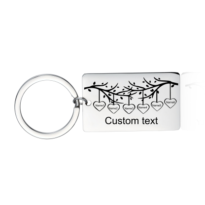 Custom Family Tree Keychain with 6 Names Personalised Dog Tag keyring-Jessemade AU