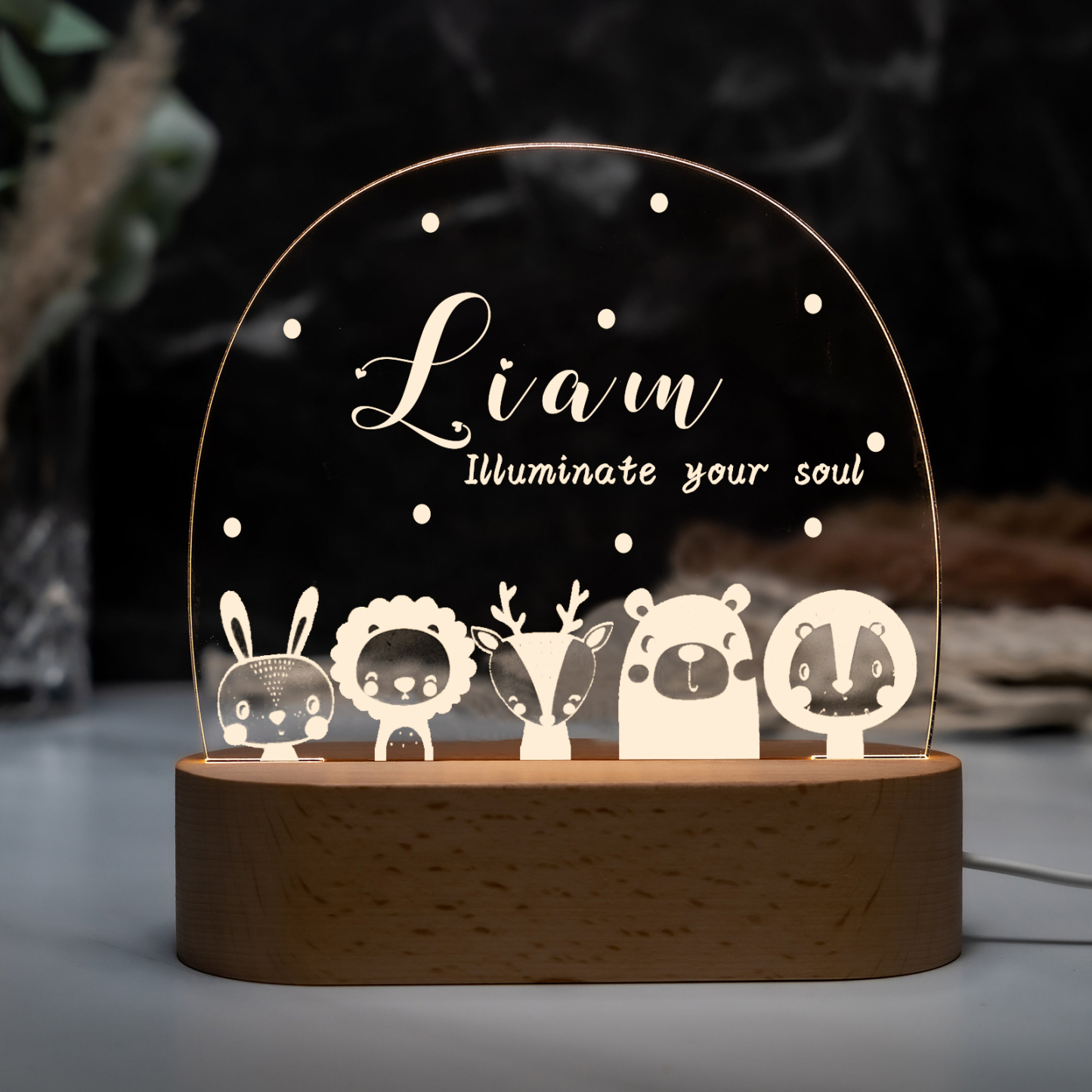 Personalised Night Light Custom Name LED Lamp Baby Gift for Kids-Jessemade AU