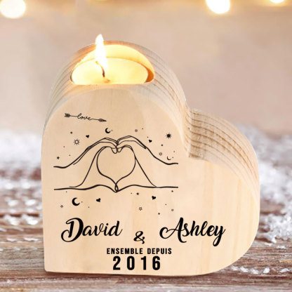 For Couple-Personalised Wooden Heart Candle Holder Heart Promise Candlesticks-Jessemade AU