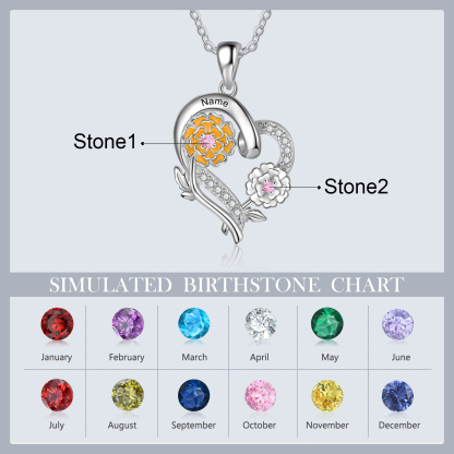 Personalised October  Birthflower Necklace With Birthstones Custom 1 Name Necklace For Her-Jessemade AU