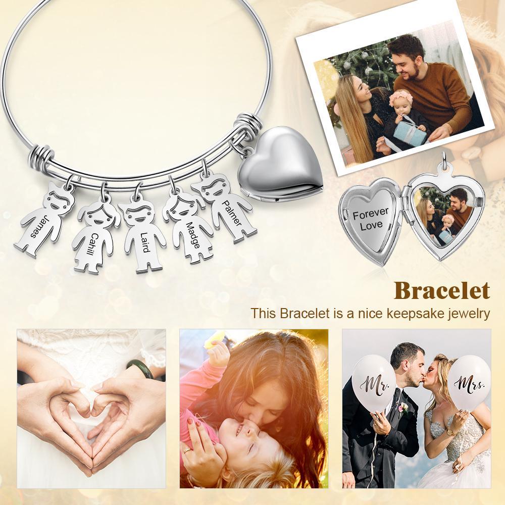 Personalised Heart Photo Locket Bracelet Custom Photo Bracelet Gifts For Mother-Jessemade AU