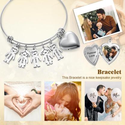 Personalised Heart Photo Locket Bracelet Custom Photo Bracelet Gifts For Mother-Jessemade AU