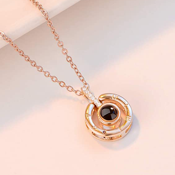 Personalised 100 Languages Projection Necklace Engraved  " I LOVE YOU"  Photo Necklace Gifts For Her-Jessemade AU