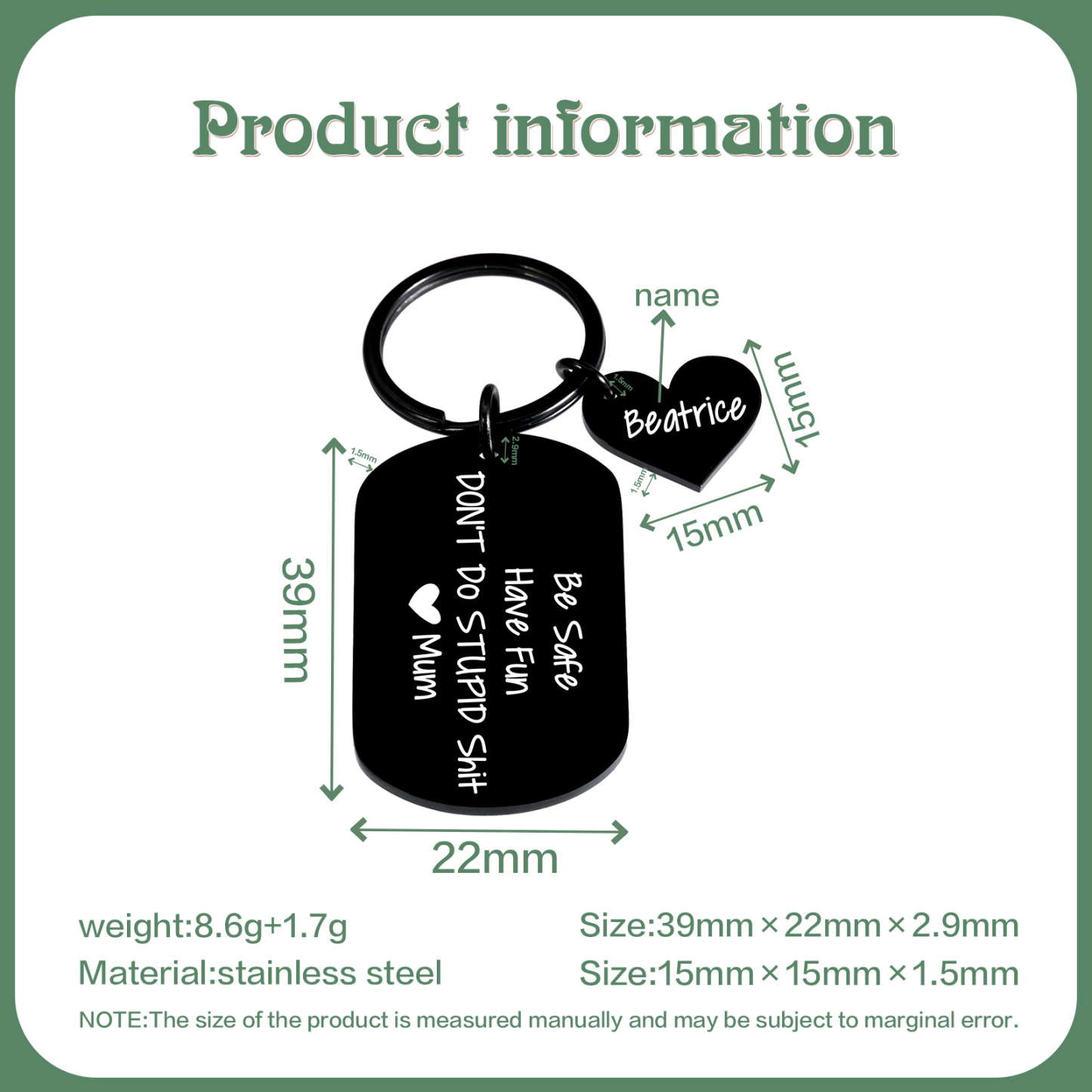 Don't Do Stupid Funny Keychain Custom Name Keyring Be Safe Have Fun Keychain Christmas Gift For Kids-Jessemade AU