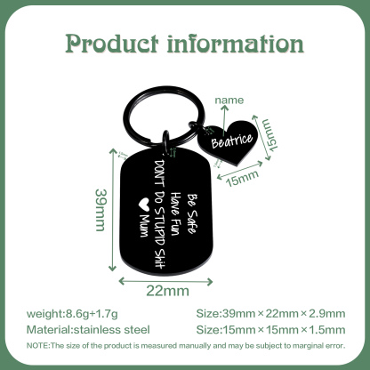 Don't Do Stupid Funny Keychain Custom Name Keyring Be Safe Have Fun Keychain Christmas Gift For Kids-Jessemade AU