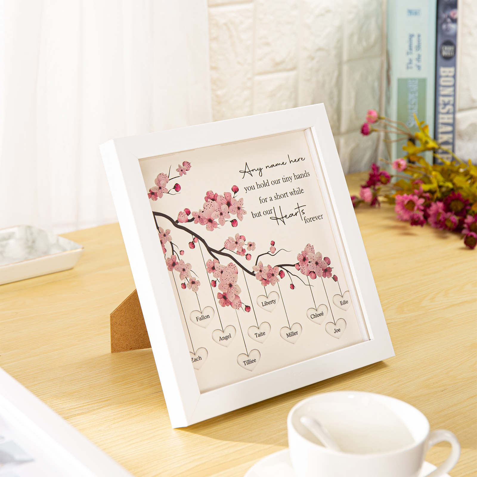 Personalised Flower Family Tree Frame Custom 9 Names LED Night Light-Jessemade AU