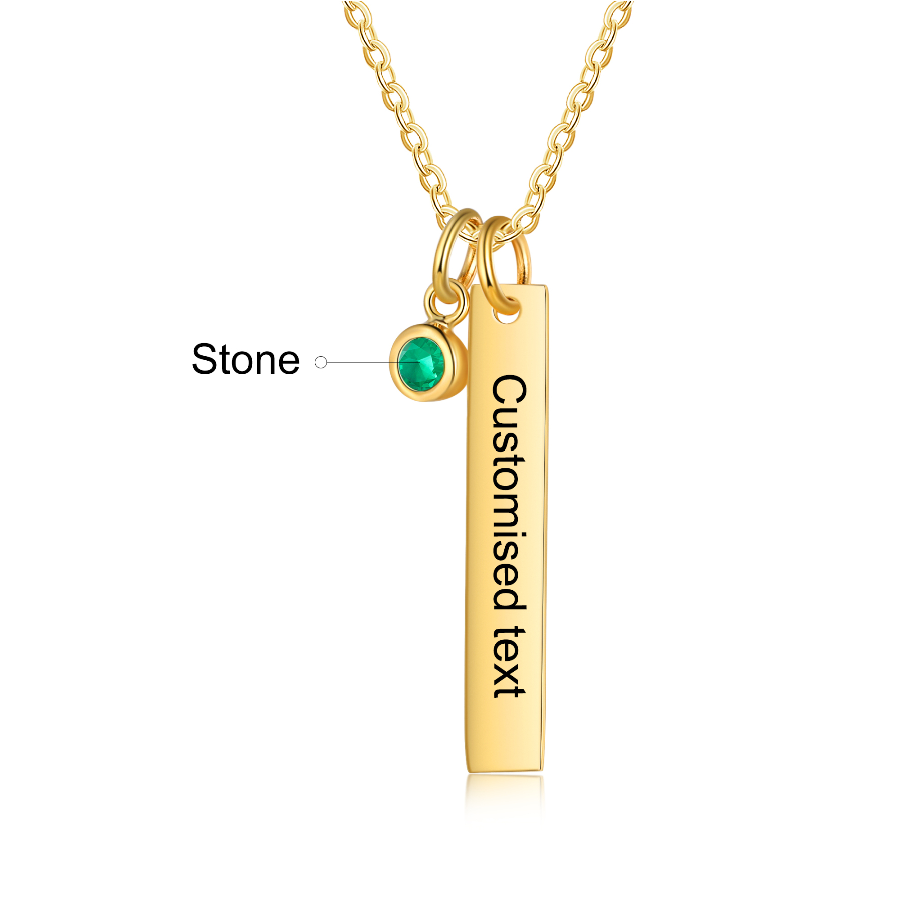 Personalised Bar Pendant Necklace Custom 1 Birthstone & 1 Text Necklace Birthday Gift for Her-Jessemade AU