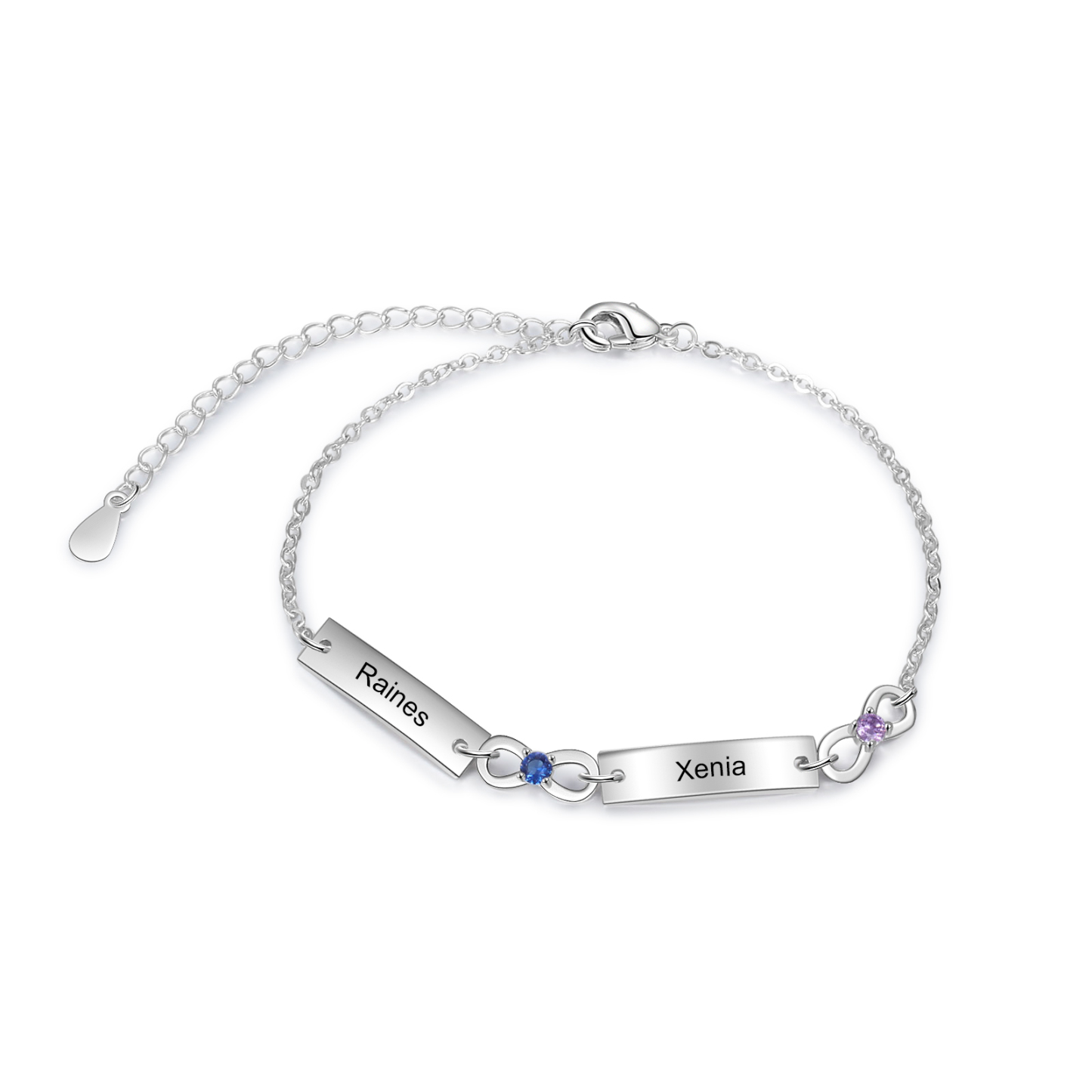 Custom Infinity Bracelet with Birthstones Engraved 2 Names Gifts for Mom-Jessemade AU