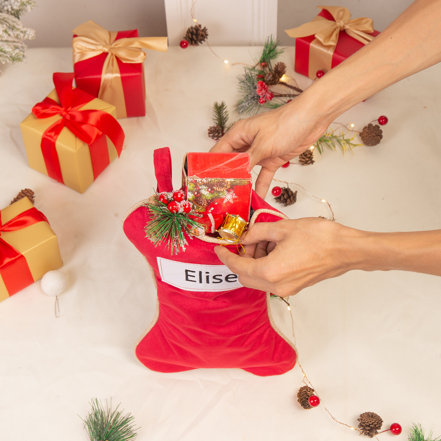 Custom 1 Name Christmas Stockings Ornaments Personalised Christmas Gifts for Family Friends-Jessemade AU