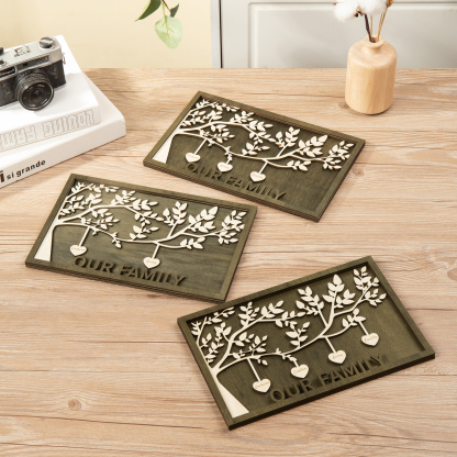 Family Tree Wood Frame Personalised Family Tree Sign Engrave 4 Names Keepsake Gifts-Jessemade AU