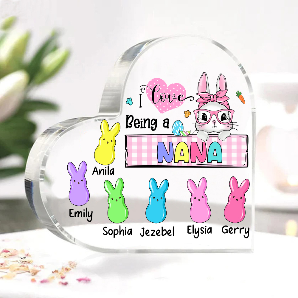 7 Names - Personalised Acrylic Heart Keepsake Custom Names Bunny Ornaments Gifts for Grandma/Mother-Jessemade AU