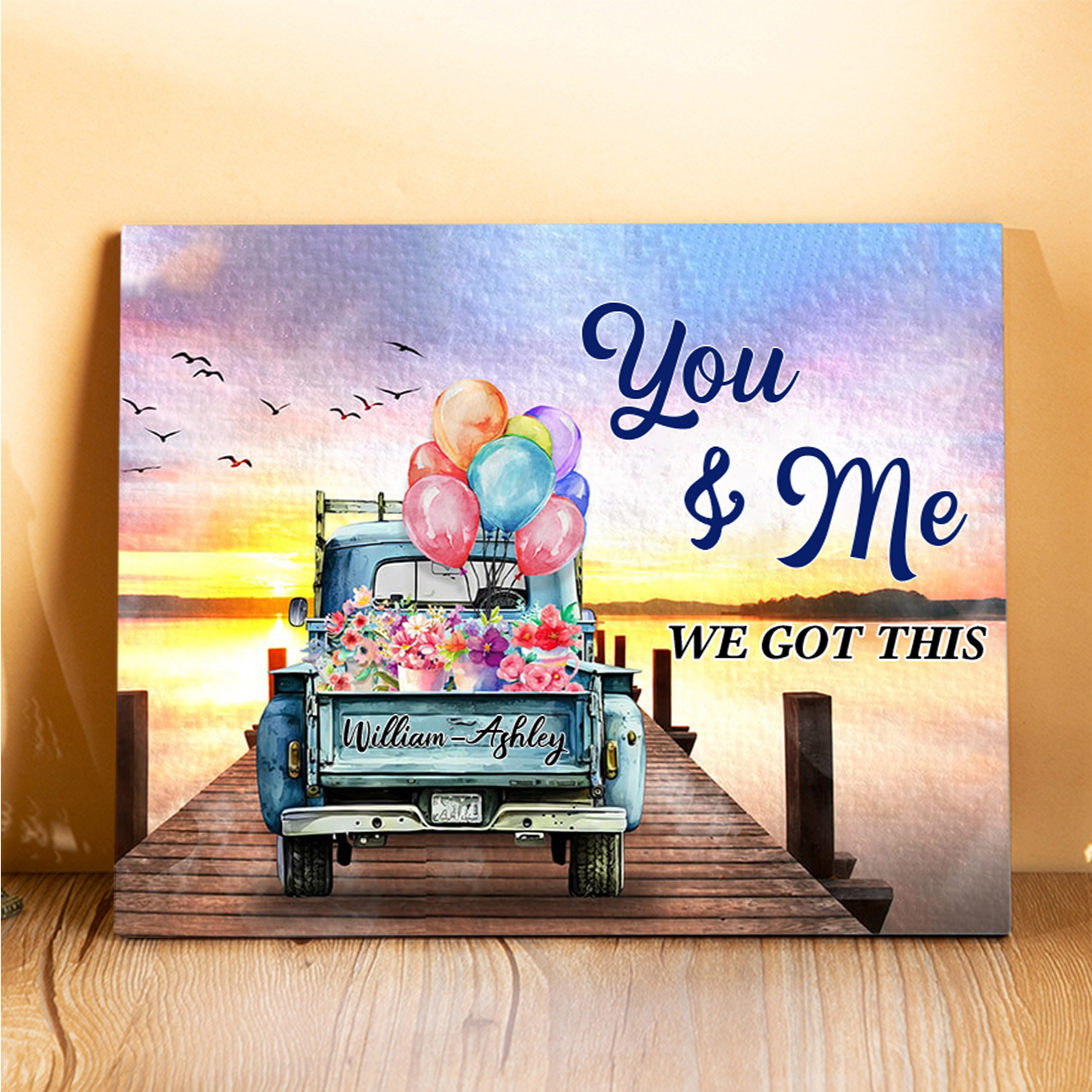 Personalised Wooden Plaque Custom Text Art Decorations Desktop Ornaments Couple Gifts - You & Me We Got This-Jessemade AU