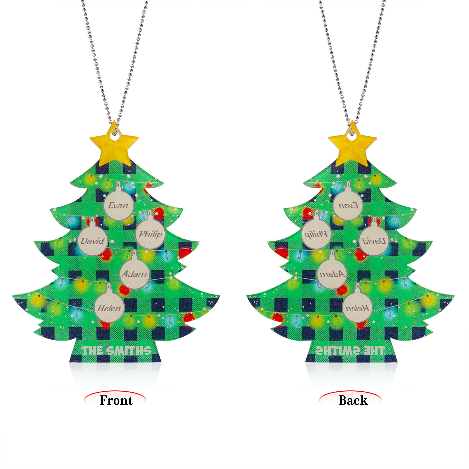 5 Names - Personalised Acrylic Christmas Tree Ornaments Customised Text & Name Xmas Pendant Gifts for Family Friends-Jessemade AU