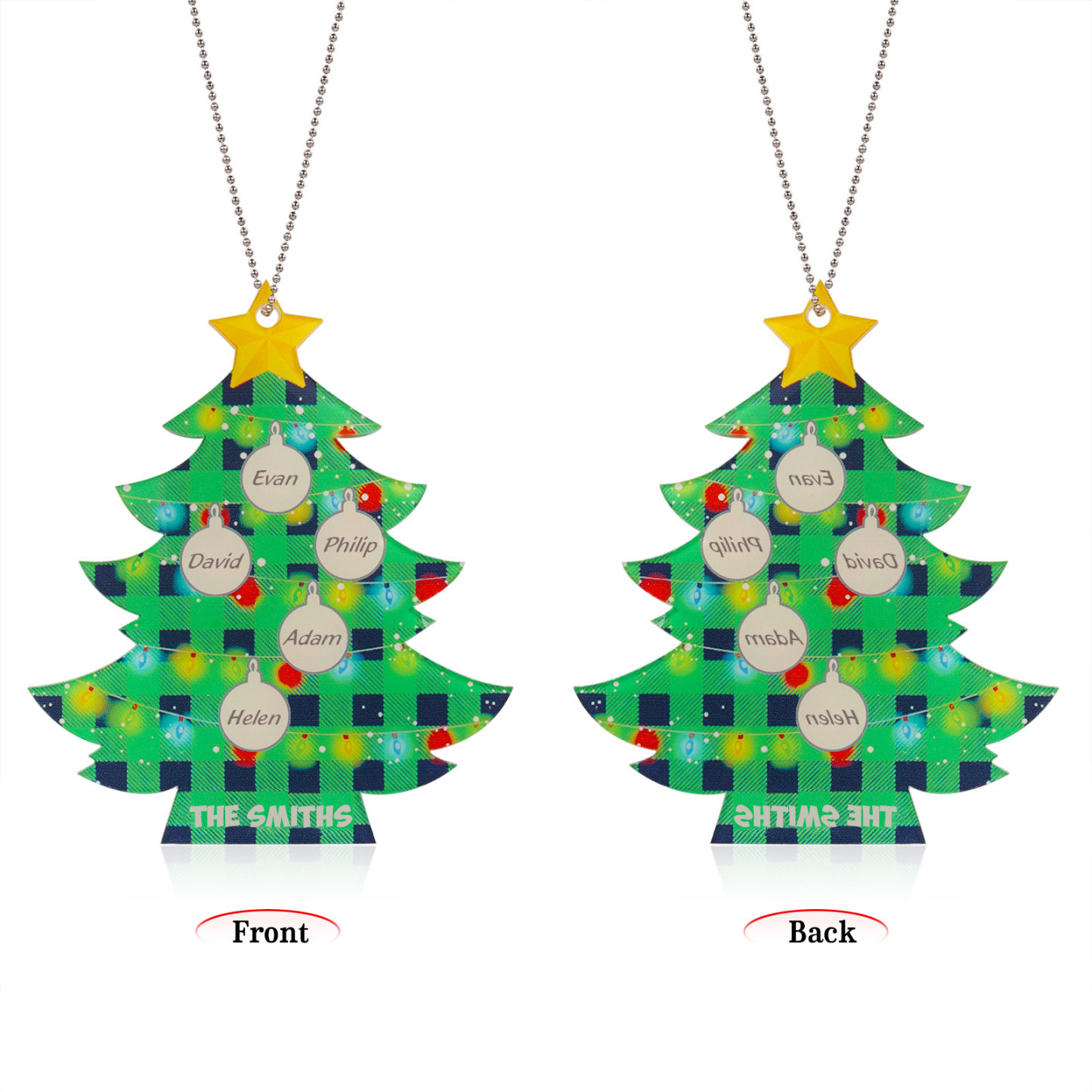 5 Names - Personalised Acrylic Christmas Tree Ornaments Customised Text & Name Xmas Pendant Gifts for Family Friends-Jessemade AU